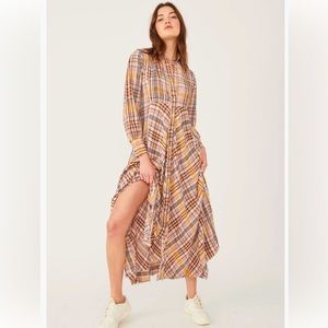 NWT Free People Sadie Plaid Maxi dress